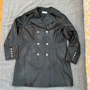 Preston and York Black Leather Long Coat